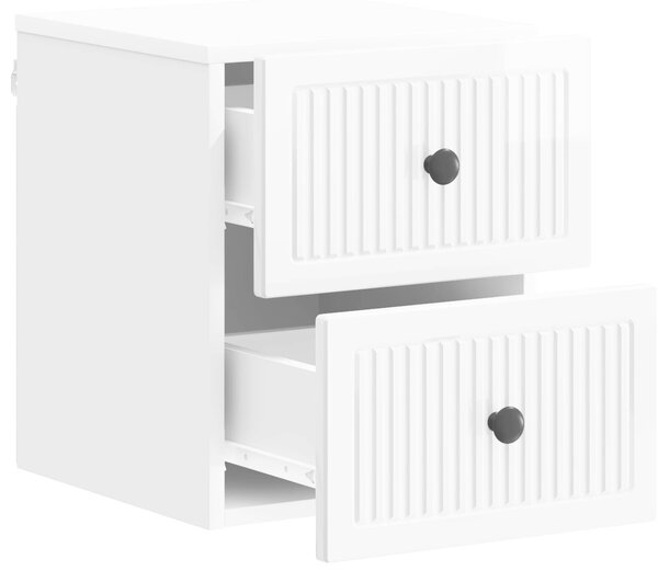 VidaXL Fali éjjeli szekrény 2 pcs Magasfényű Fehér 33 x 34,5 x 40 cm