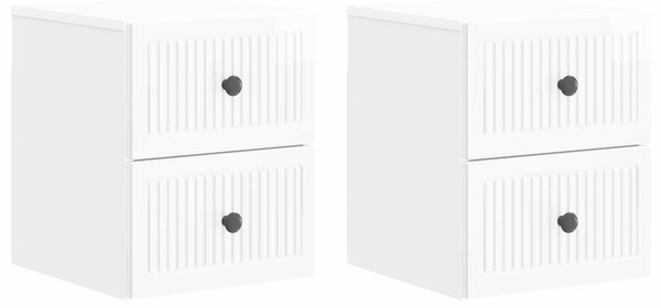 VidaXL Fali éjjeli szekrény 2 pcs Magasfényű Fehér 33 x 34,5 x 40 cm