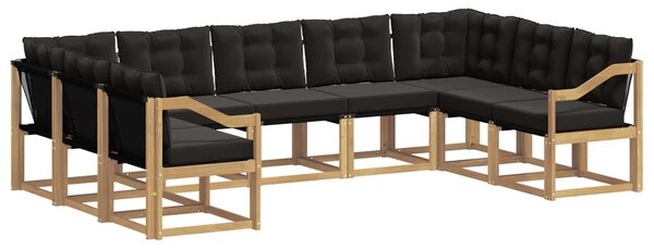 VidaXL Kültéri kanapé szett párnával 9 pcs Fehér és Fekete