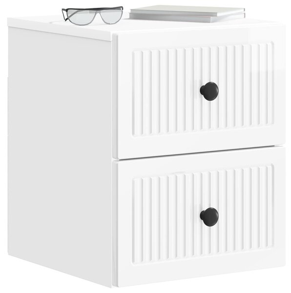 VidaXL Fali éjjeli szekrény 2 pcs Magasfényű Fehér 33 x 34,5 x 40 cm