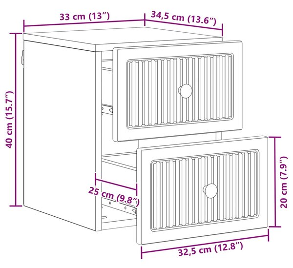 VidaXL Fali éjjeli szekrény 2 pcs Magasfényű Fehér 33 x 34,5 x 40 cm