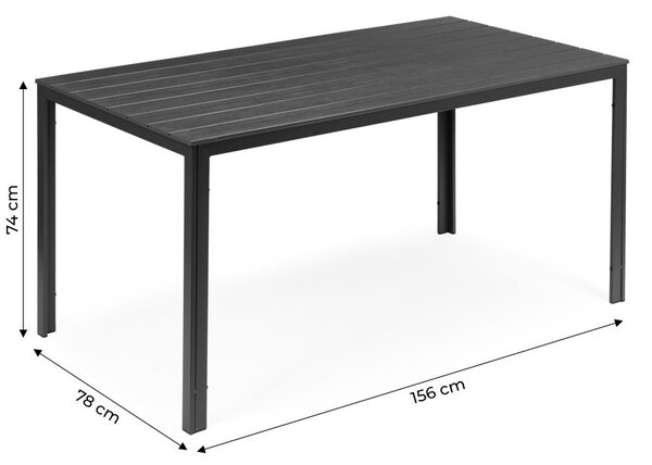 6 személyes kerti asztal 156x78 cm polywood szürke