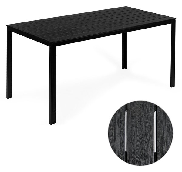 6 személyes kerti asztal 156x78 cm polywood fekete