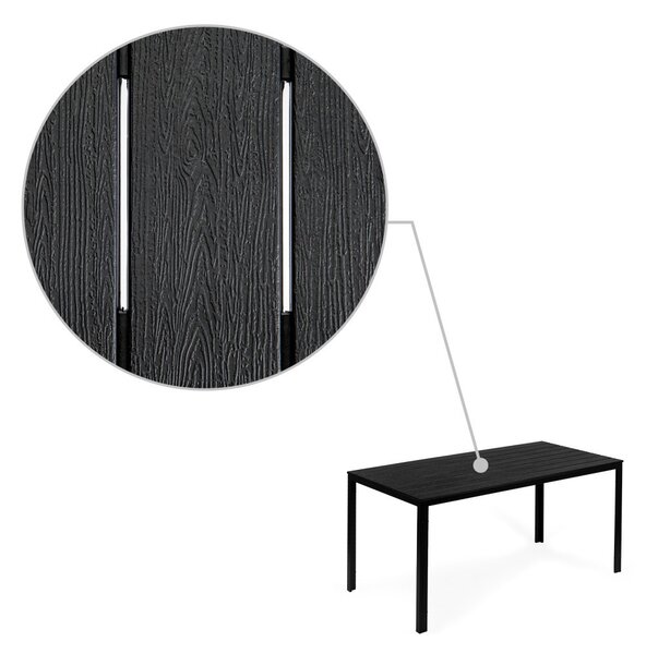 6 személyes kerti asztal 156x78 cm polywood fekete