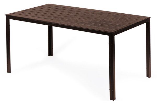 6 személyes kerti asztal 156x78 cm polywood barna