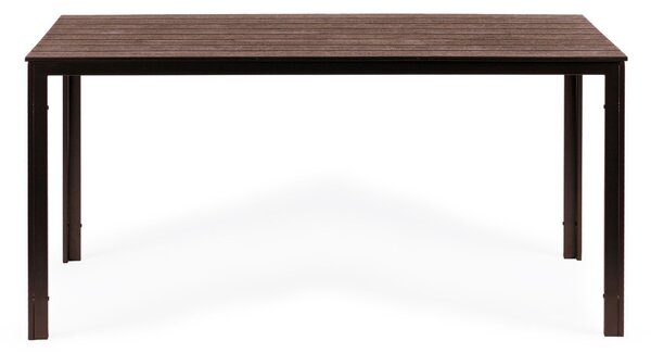 6 személyes kerti asztal 156x78 cm polywood barna
