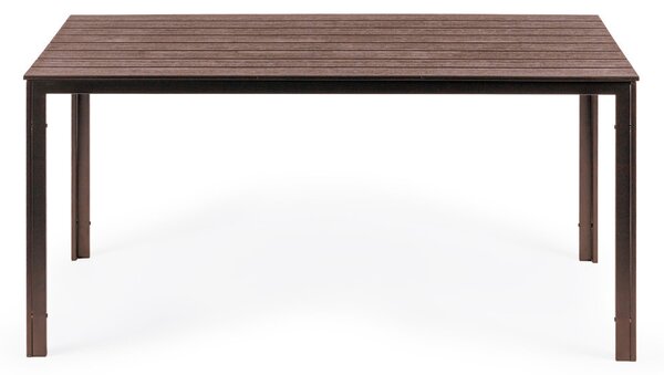 6 személyes kerti asztal 156x78 cm polywood barna