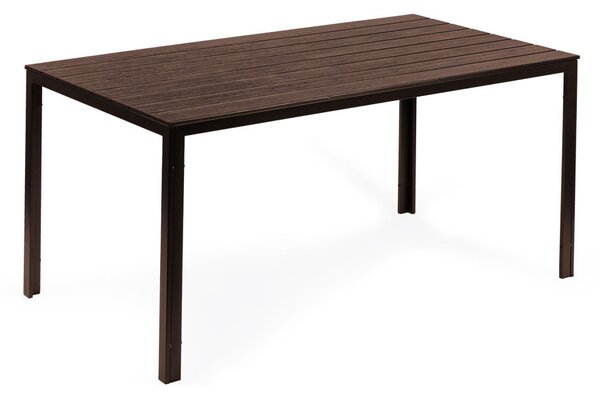 6 személyes kerti asztal 156x78 cm polywood barna