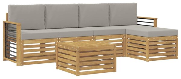 VidaXL Kültéri kanapé szett 6 pcs Fehér és Világosszürke