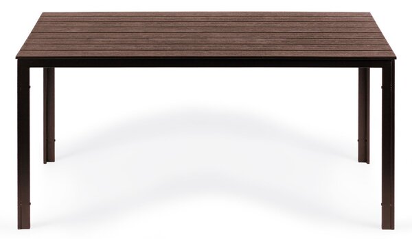 6 személyes kerti asztal 156x78 cm polywood barna