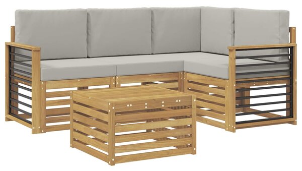 VidaXL Kültéri kanapé szett 5 pcs Fehér és Világosszürke