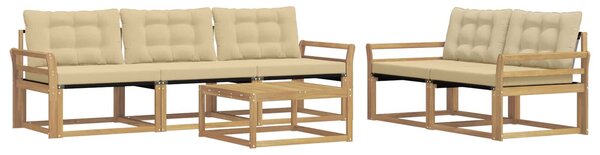 VidaXL Kültéri kanapé szett 6 pcs Fehér és Bézs 79 x 79 x 37 cm