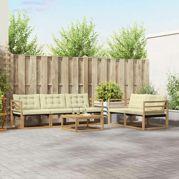 VidaXL Kültéri kanapé szett 6 pcs Fehér és Krém színű 79 x 79 x 37 cm