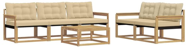 VidaXL Kültéri kanapé szett 6 pcs Fehér és Bézs 79 x 79 x 37 cm