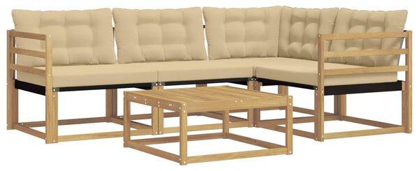 VidaXL Kültéri kanapé szett 5 pcs Fehér és Bézs 79 x 79 x 37 cm