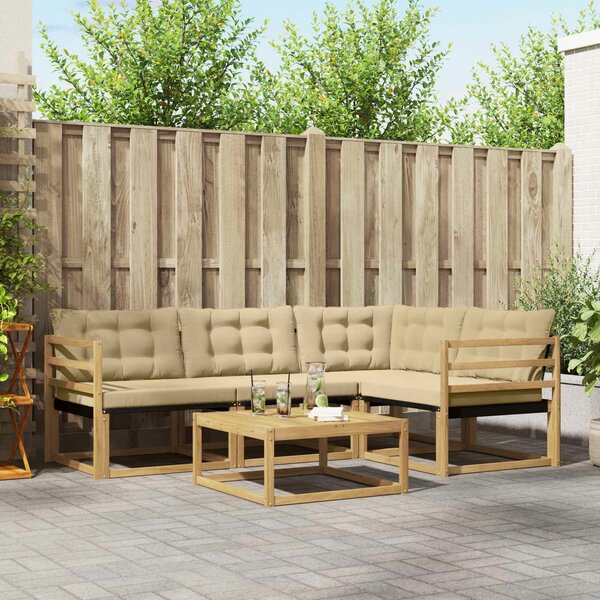 VidaXL Kültéri kanapé szett 5 pcs Fehér és Bézs 79 x 79 x 37 cm