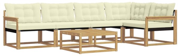 VidaXL Kültéri kanapé szett 6 pcs Fehér és Krém színű 79 x 79 x 37 cm