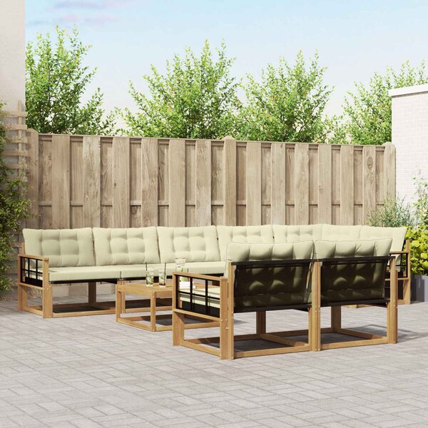 VidaXL Kültéri kanapé szett 9 pcs Fehér és Krém színű 79 x 79 x 37 cm