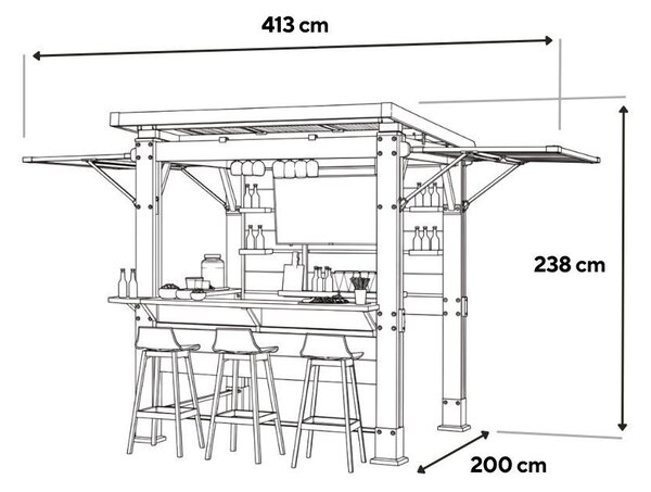Bar-b-q gazebo műanyag kerti pavilon