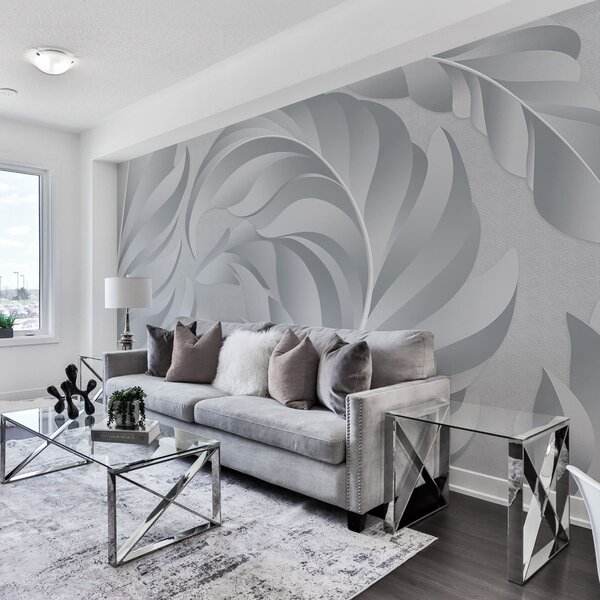 Fotótapéta nagy, texturált tollak szürke árnyalatokban, 3d fotótapéta, 3d levelek fotótapéta, w05231v3 : Uwalls.hu
