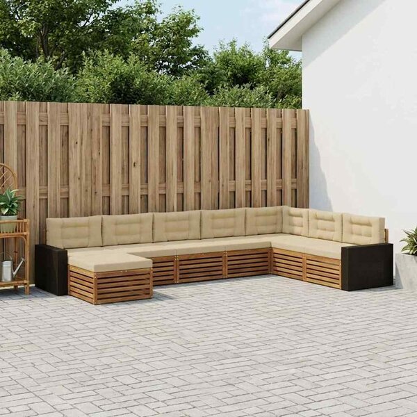 VidaXL Kültéri kanapé szett párnával 8 pcs Természetes és bézs