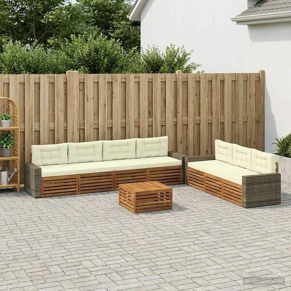 VidaXL Kültéri kanapé szett 8 pcs Természetes és krémszínű