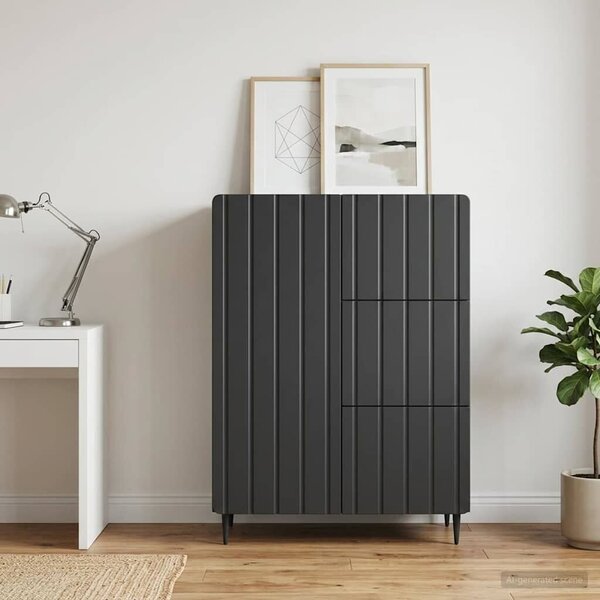VidaXL Széf Fekete 66 x 34,5 x 91,5 cm Szerelt Fa