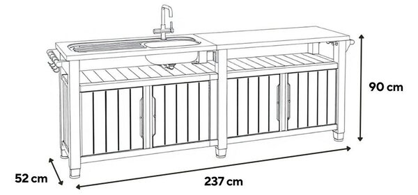 Decocoat unity chef műanyag kerti grill asztal 415l