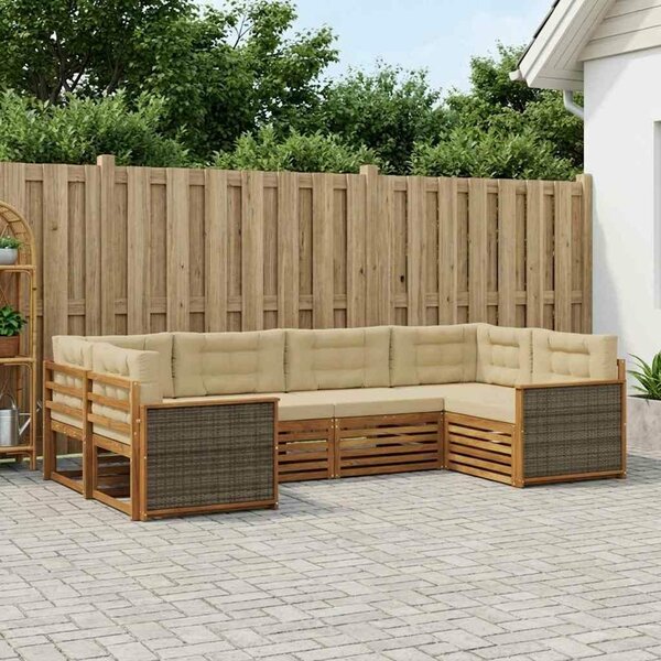 VidaXL Kültéri kanapé szett párnával 6 pcs Természetes és bézs