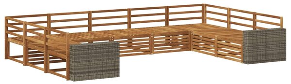 VidaXL Kültéri kanapé szett 9 pcs Természetes Tömör Akácfa