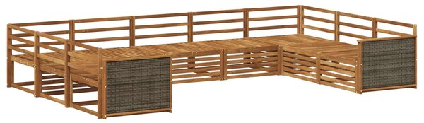 VidaXL Kültéri kanapé szett 9 pcs Természetes Tömör Akácfa