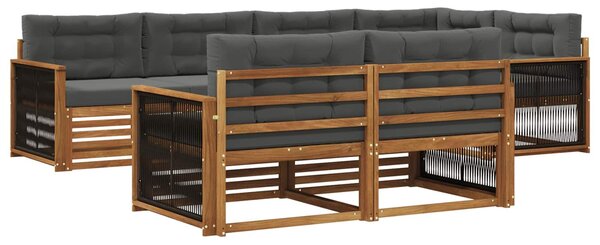 VidaXL Kültéri kanapé szett párnával 7 pcs Természetes és antracit