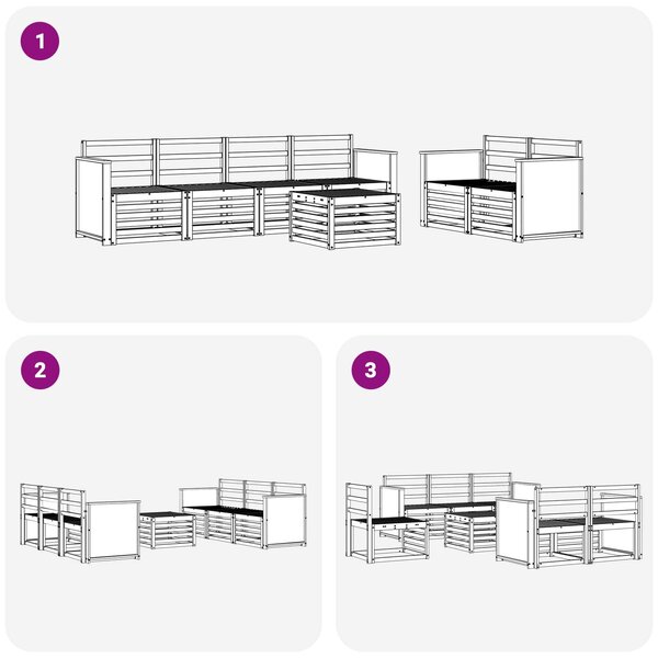 VidaXL Kültéri kanapé szett 7 pcs Természetes Tömör Akácfa
