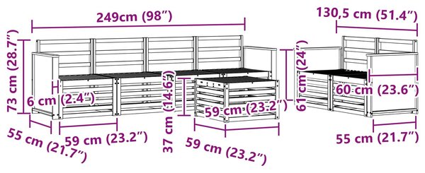 VidaXL Kültéri kanapé szett 7 pcs Természetes Tömör Akácfa