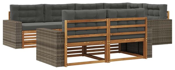 VidaXL Kültéri kanapé szett párnával 7 pcs Természetes és antracit