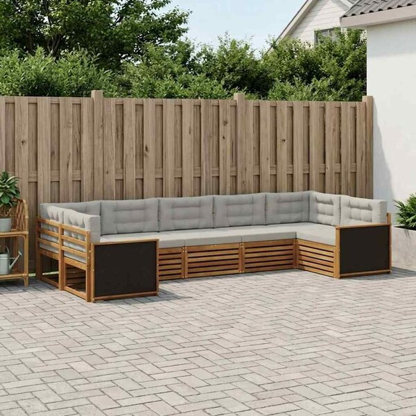 VidaXL Kültéri kanapé szett 7 pcs Természetes és Világosszürke