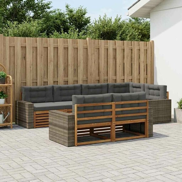 VidaXL Kültéri kanapé szett párnával 7 pcs Természetes és antracit