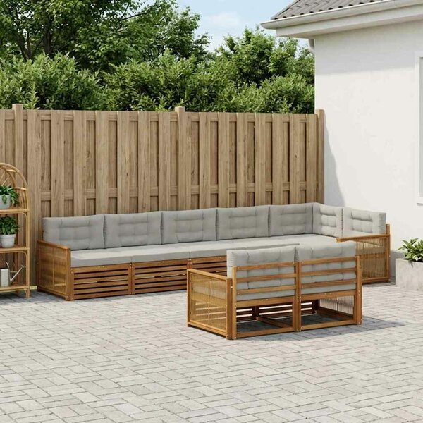 VidaXL Kültéri kanapé szett 8 pcs Természetes és Világosszürke