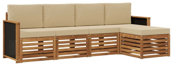 VidaXL Kültéri kanapé szett párnával 5 pcs Természetes és bézs