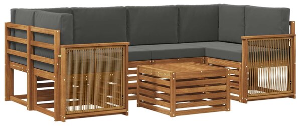 VidaXL Kültéri kanapé szett 7 pcs Természetes és antracit Tömör Akácfa