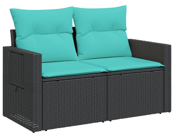 VidaXL 3 db fekete polyrattan kerti kanapégarnitúra párnákkal