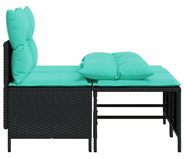 VidaXL 4 db fekete polyrattan kerti kanapégarnitúra párnákkal