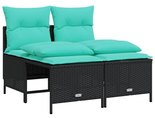 VidaXL 4 db fekete polyrattan kerti kanapégarnitúra párnákkal