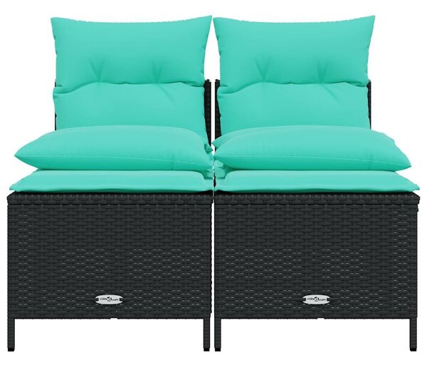VidaXL 4 db fekete polyrattan kerti kanapégarnitúra párnákkal