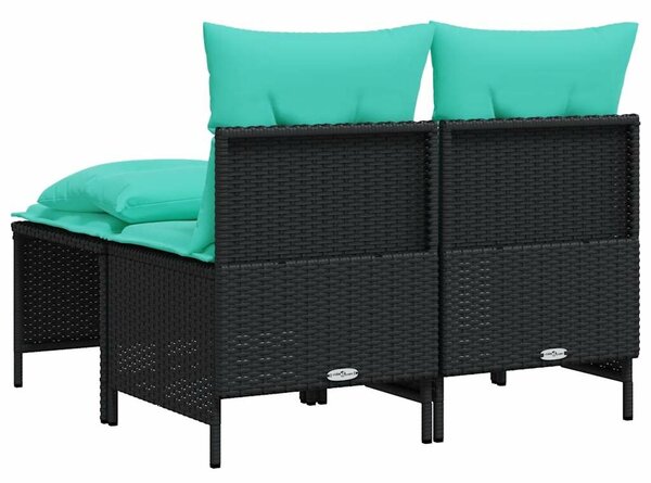 VidaXL 4 db fekete polyrattan kerti kanapégarnitúra párnákkal