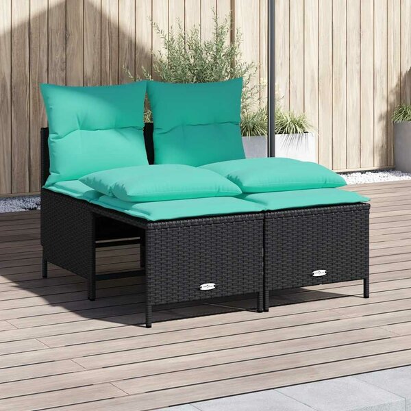 VidaXL 4 db fekete polyrattan kerti kanapégarnitúra párnákkal