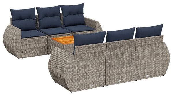 VidaXL 7 db szürke polyrattan kerti kanapégarnitúra párnákkal