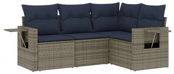VidaXL 4 db szürke polyrattan kerti kanapégarnitúra párnákkal