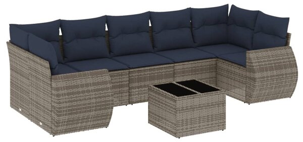 VidaXL 8 db szürke polyrattan kerti kanapégarnitúra párnákkal