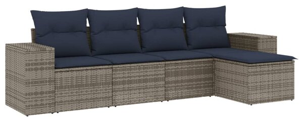 VidaXL 5 db szürke polyrattan kerti kanapégarnitúra párnákkal